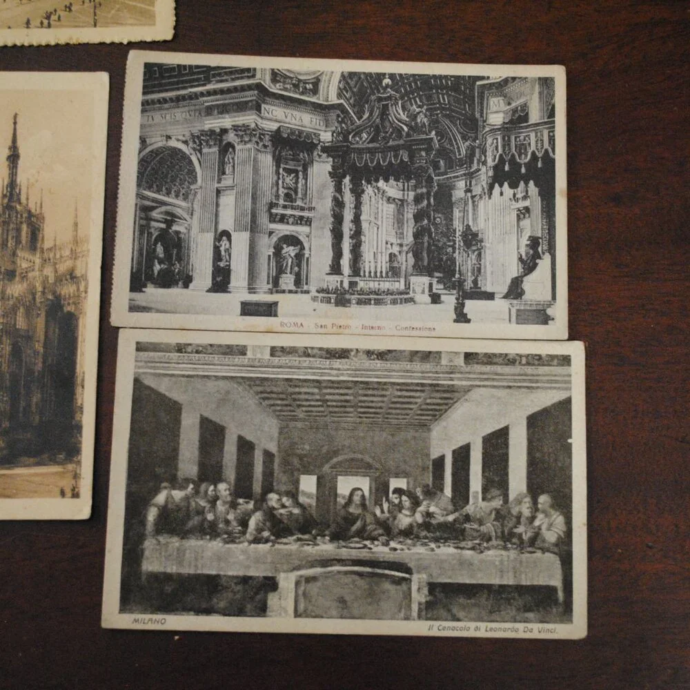 Vintage Lot of 7 1920s-30s Rome & Milano, Italy Postcards Scrapbook Crafts